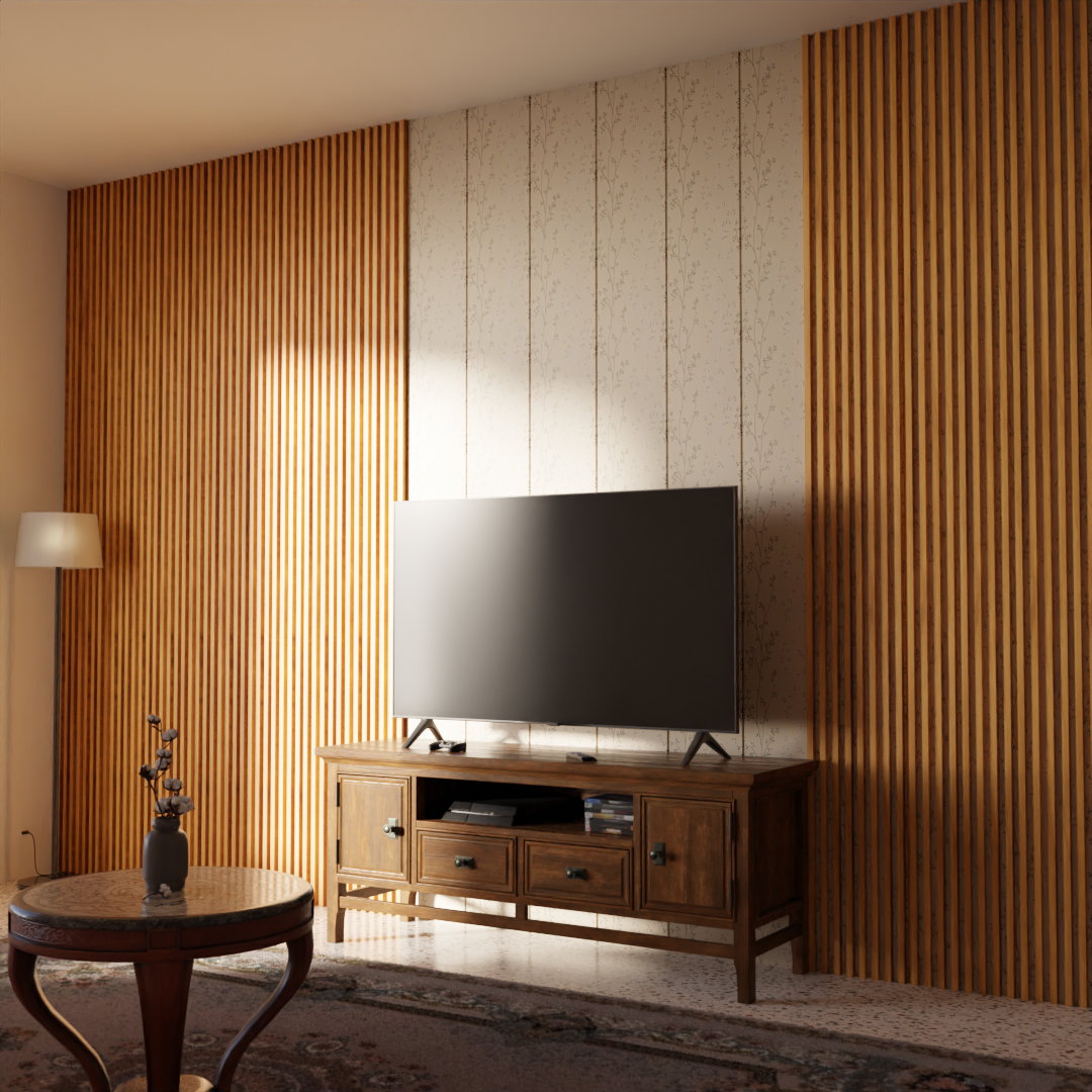 Wood panel tv stand sale